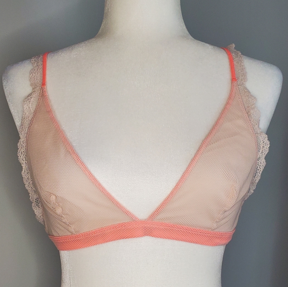 Free People intimately salmon stripe triangle lace trim bralette